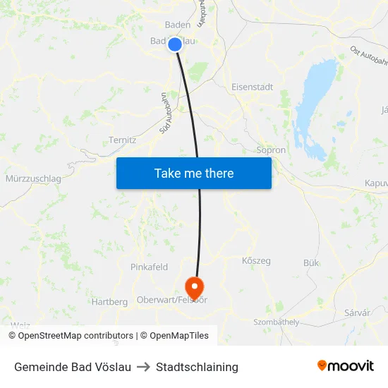 Gemeinde Bad Vöslau to Stadtschlaining map