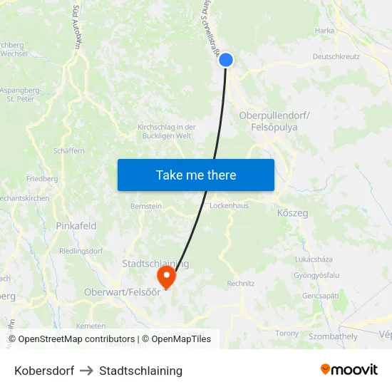 Kobersdorf to Stadtschlaining map