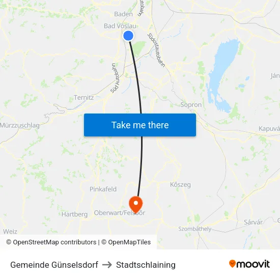 Gemeinde Günselsdorf to Stadtschlaining map