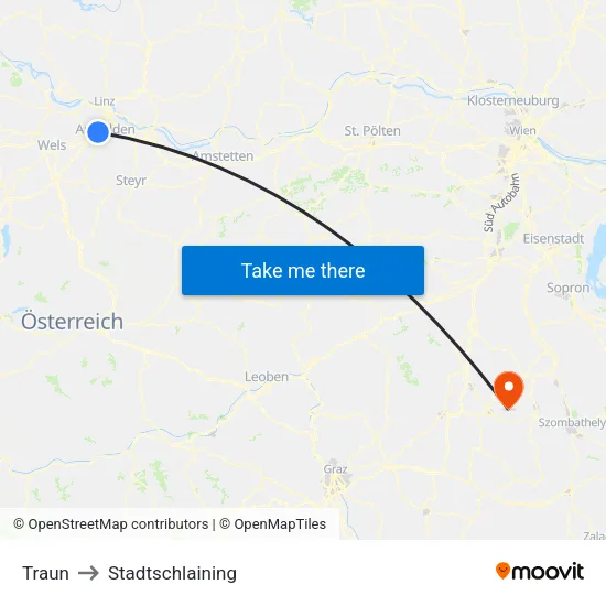 Traun to Stadtschlaining map
