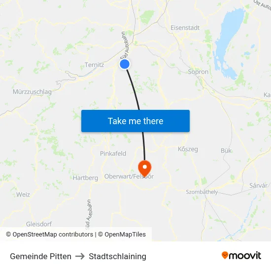 Gemeinde Pitten to Stadtschlaining map