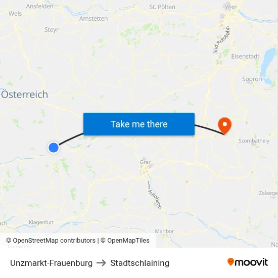 Unzmarkt-Frauenburg to Stadtschlaining map