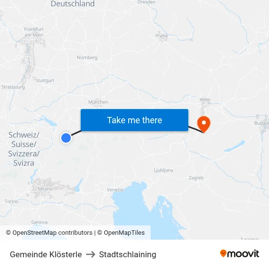 Gemeinde Klösterle to Stadtschlaining map