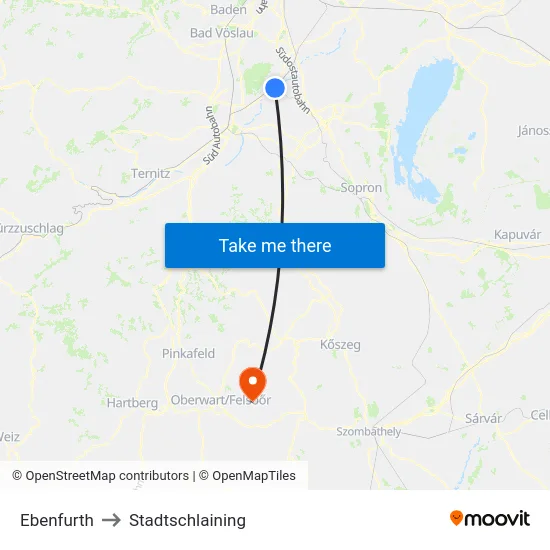 Ebenfurth to Stadtschlaining map