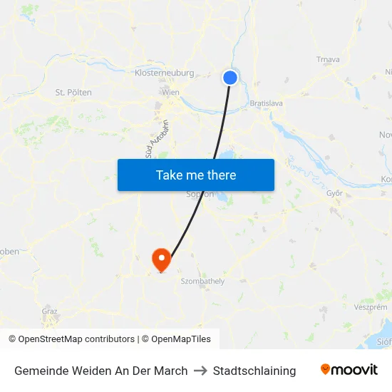 Gemeinde Weiden An Der March to Stadtschlaining map