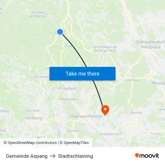 Gemeinde Aspang to Stadtschlaining map