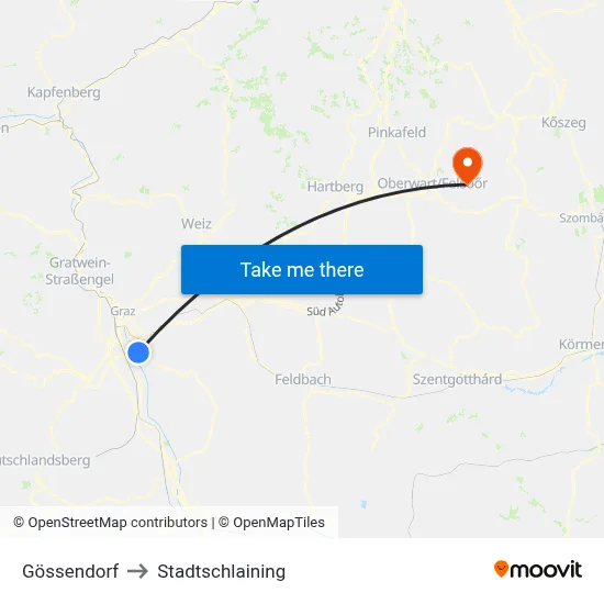 Gössendorf to Stadtschlaining map