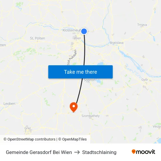 Gemeinde Gerasdorf Bei Wien to Stadtschlaining map