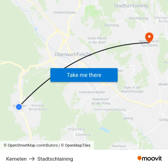 Kemeten to Stadtschlaining map