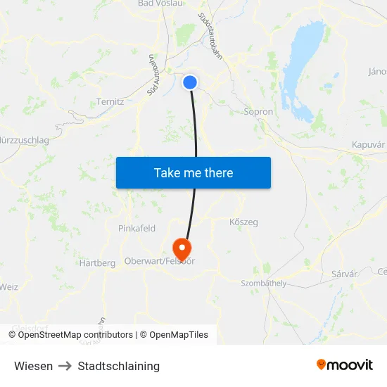 Wiesen to Stadtschlaining map