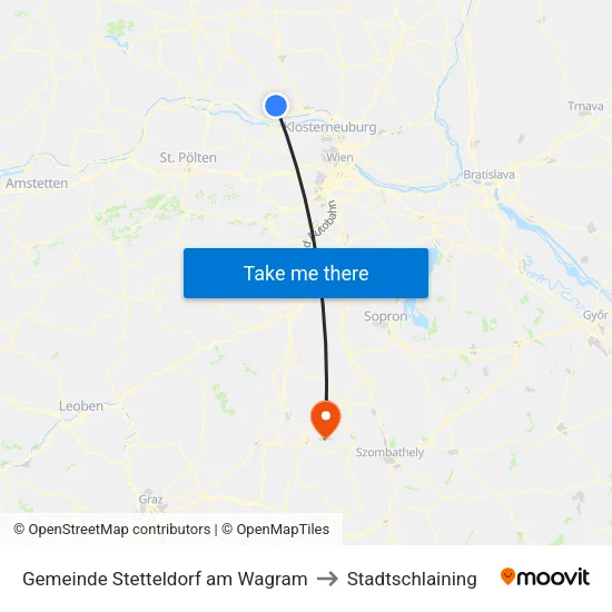 Gemeinde Stetteldorf am Wagram to Stadtschlaining map