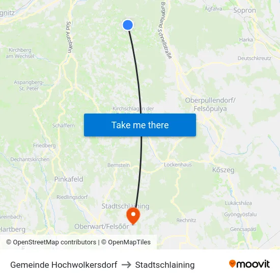 Gemeinde Hochwolkersdorf to Stadtschlaining map
