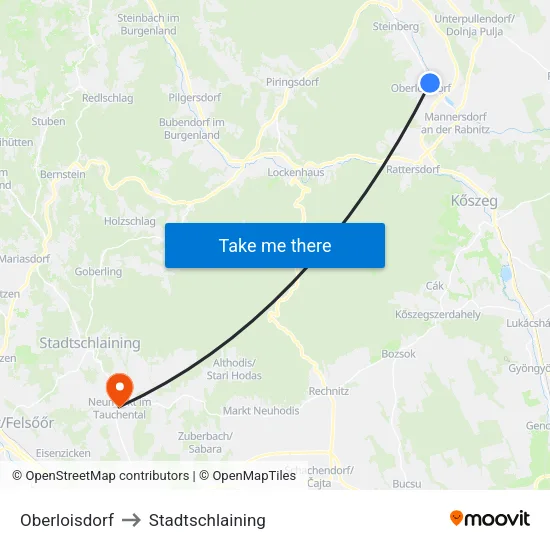 Oberloisdorf to Stadtschlaining map