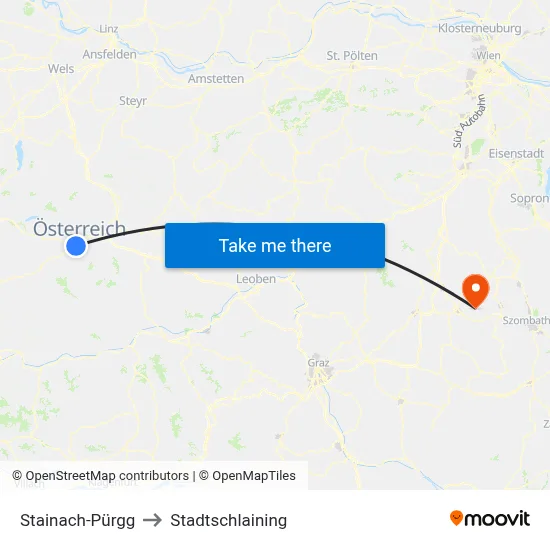 Stainach-Pürgg to Stadtschlaining map