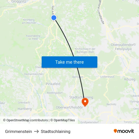 Grimmenstein to Stadtschlaining map