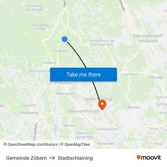 Gemeinde Zöbern to Stadtschlaining map