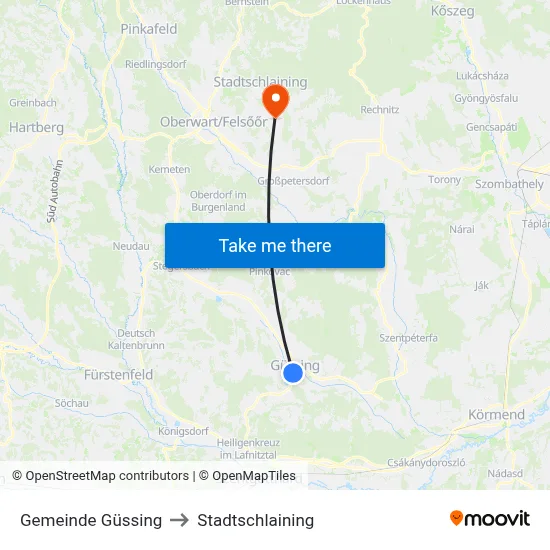 Gemeinde Güssing to Stadtschlaining map