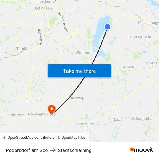 Podersdorf am See to Stadtschlaining map