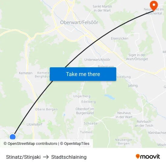 Stinatz/Stinjaki to Stadtschlaining map