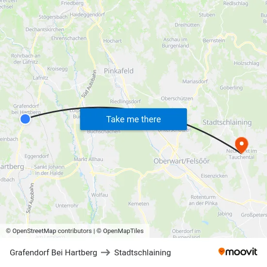 Grafendorf Bei Hartberg to Stadtschlaining map
