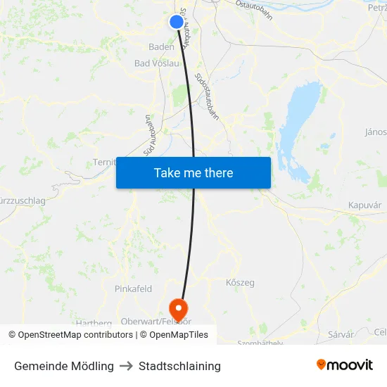 Gemeinde Mödling to Stadtschlaining map