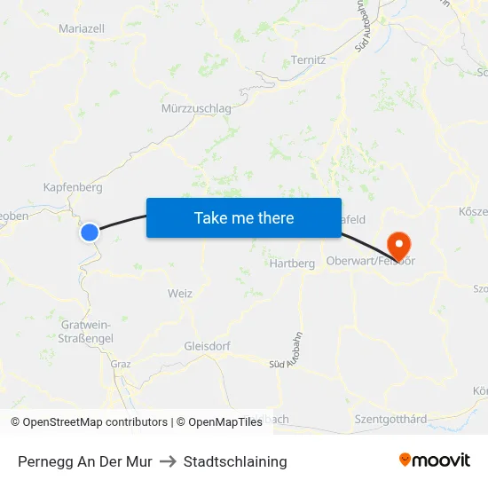 Pernegg An Der Mur to Stadtschlaining map