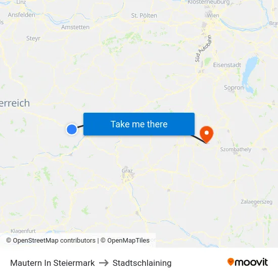 Mautern In Steiermark to Stadtschlaining map