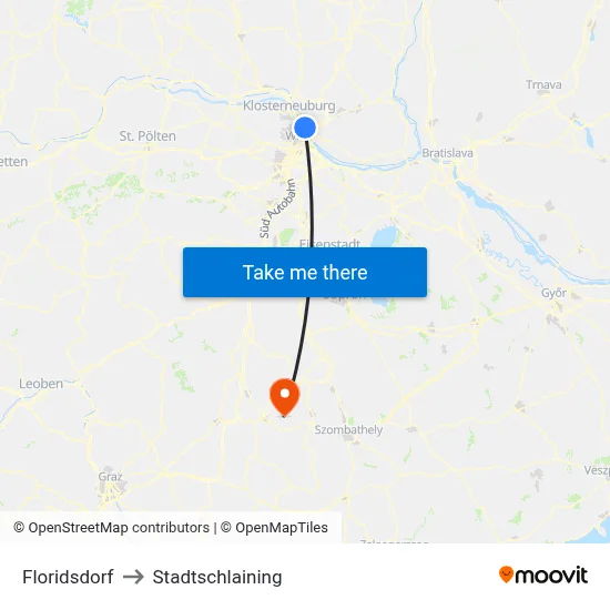 Floridsdorf to Stadtschlaining map