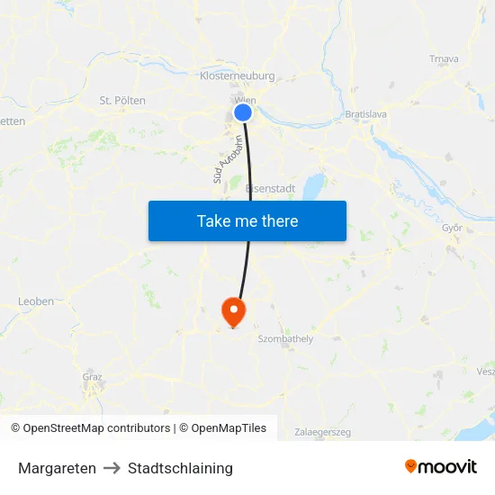 Margareten to Stadtschlaining map