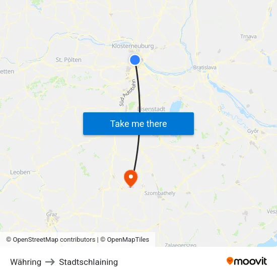 Währing to Stadtschlaining map