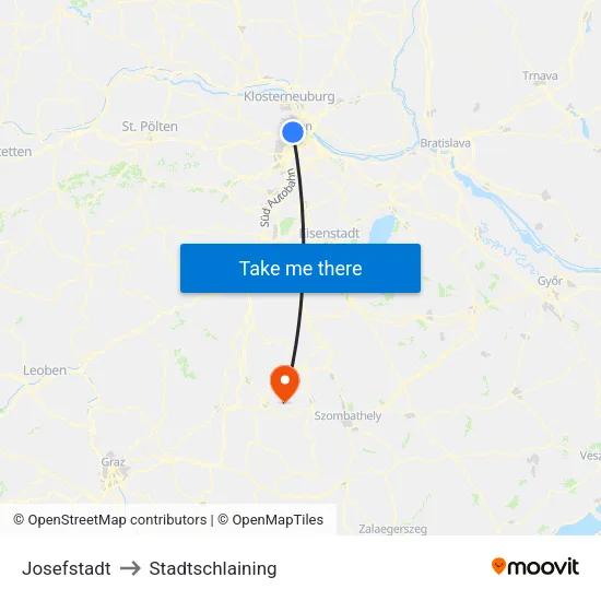 Josefstadt to Stadtschlaining map