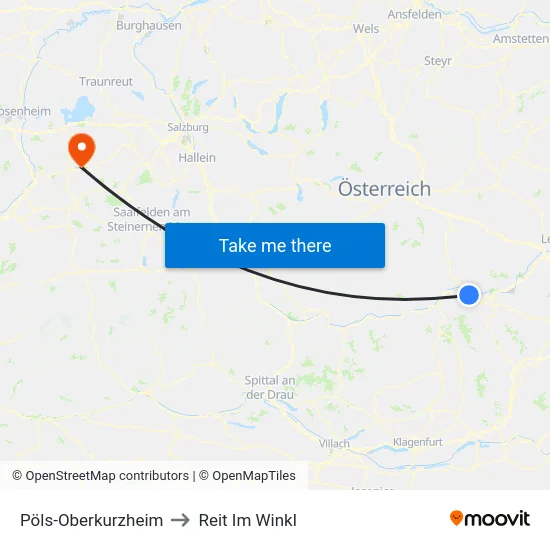 Pöls-Oberkurzheim to Reit Im Winkl map