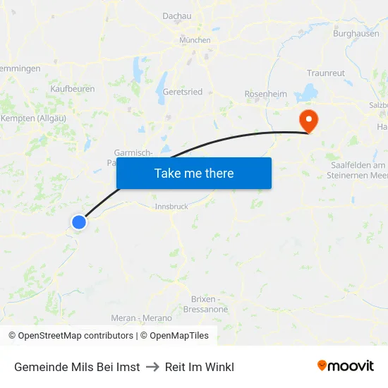 Gemeinde Mils Bei Imst to Reit Im Winkl map