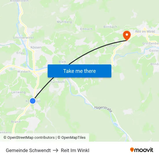 Gemeinde Schwendt to Reit Im Winkl map