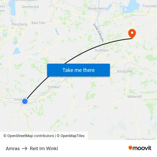 Amras to Reit Im Winkl map