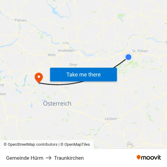 Gemeinde Hürm to Traunkirchen map