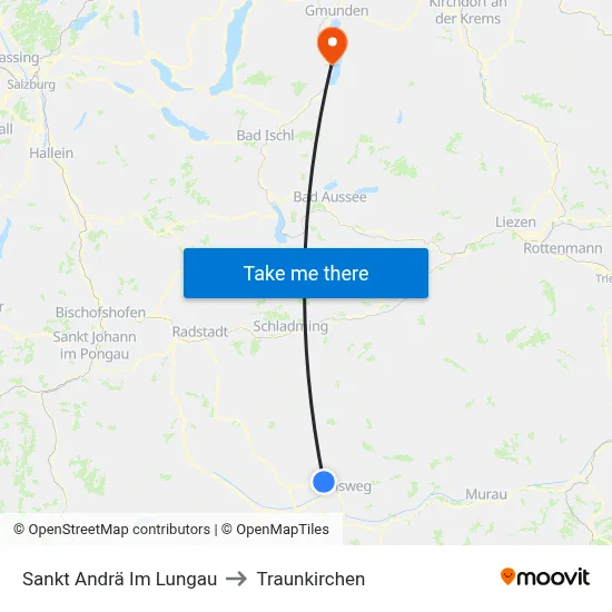 Sankt Andrä Im Lungau to Traunkirchen map