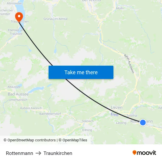 Rottenmann to Traunkirchen map