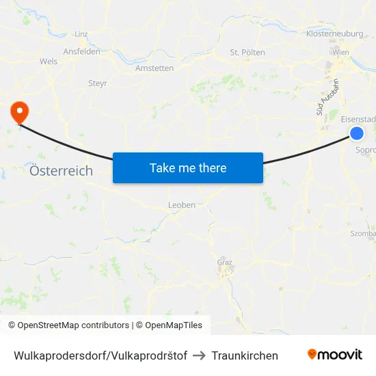 Wulkaprodersdorf/Vulkaprodrštof to Traunkirchen map