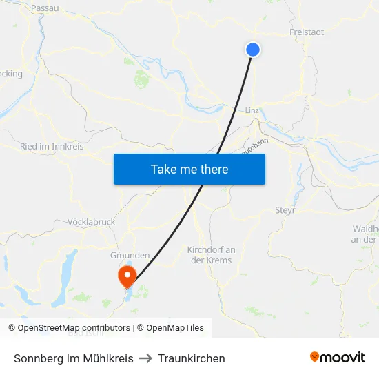Sonnberg Im Mühlkreis to Traunkirchen map