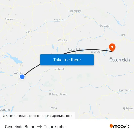 Gemeinde Brand to Traunkirchen map