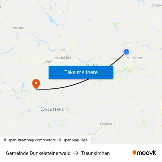 Gemeinde Dunkelsteinerwald to Traunkirchen map