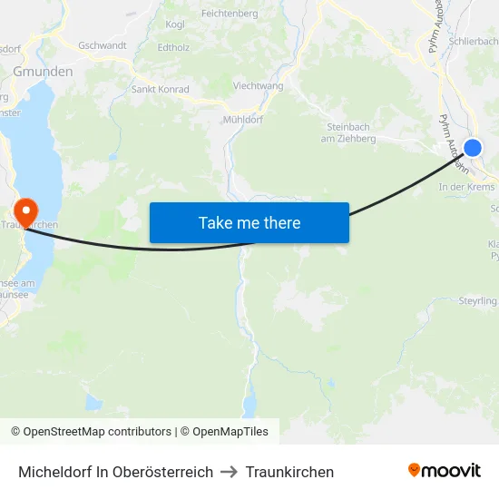 Micheldorf In Oberösterreich to Traunkirchen map