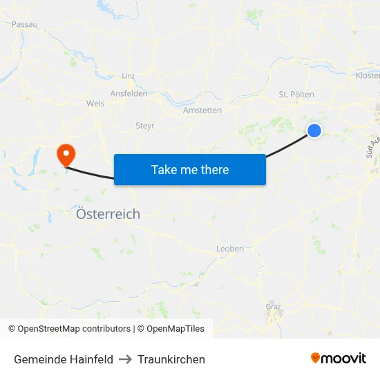 Gemeinde Hainfeld to Traunkirchen map