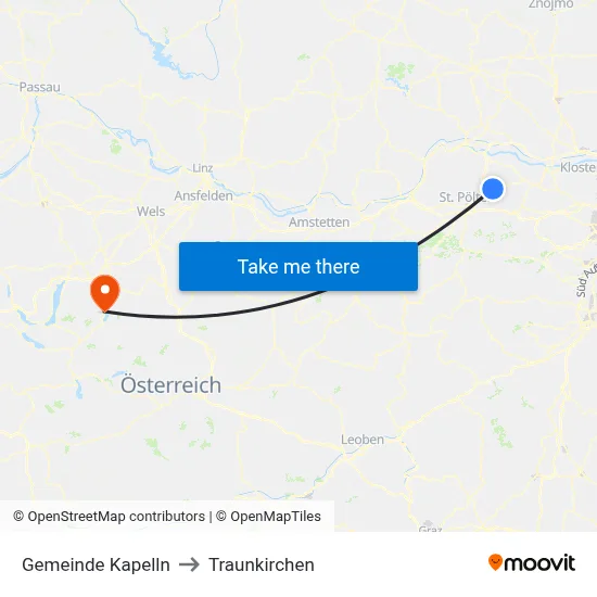 Gemeinde Kapelln to Traunkirchen map