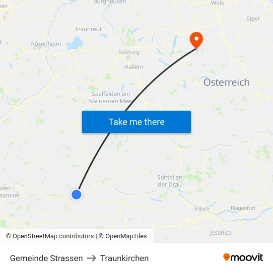Gemeinde Strassen to Traunkirchen map