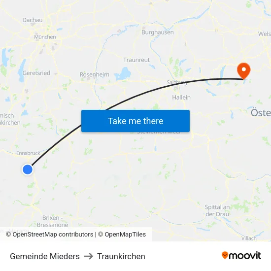 Gemeinde Mieders to Traunkirchen map