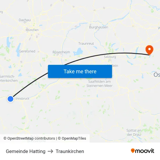 Gemeinde Hatting to Traunkirchen map