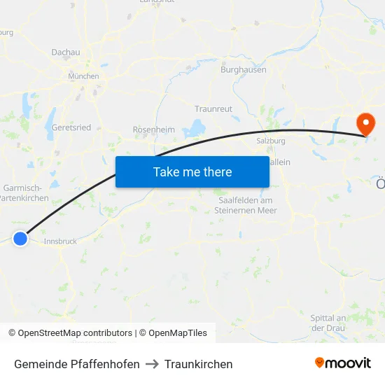 Gemeinde Pfaffenhofen to Traunkirchen map