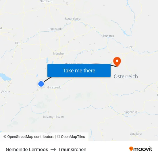 Gemeinde Lermoos to Traunkirchen map